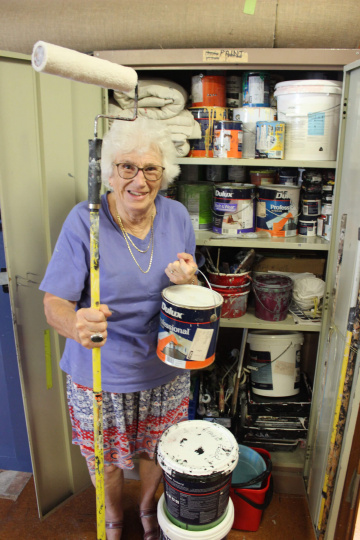 Caroline Parker in the paint cupboard